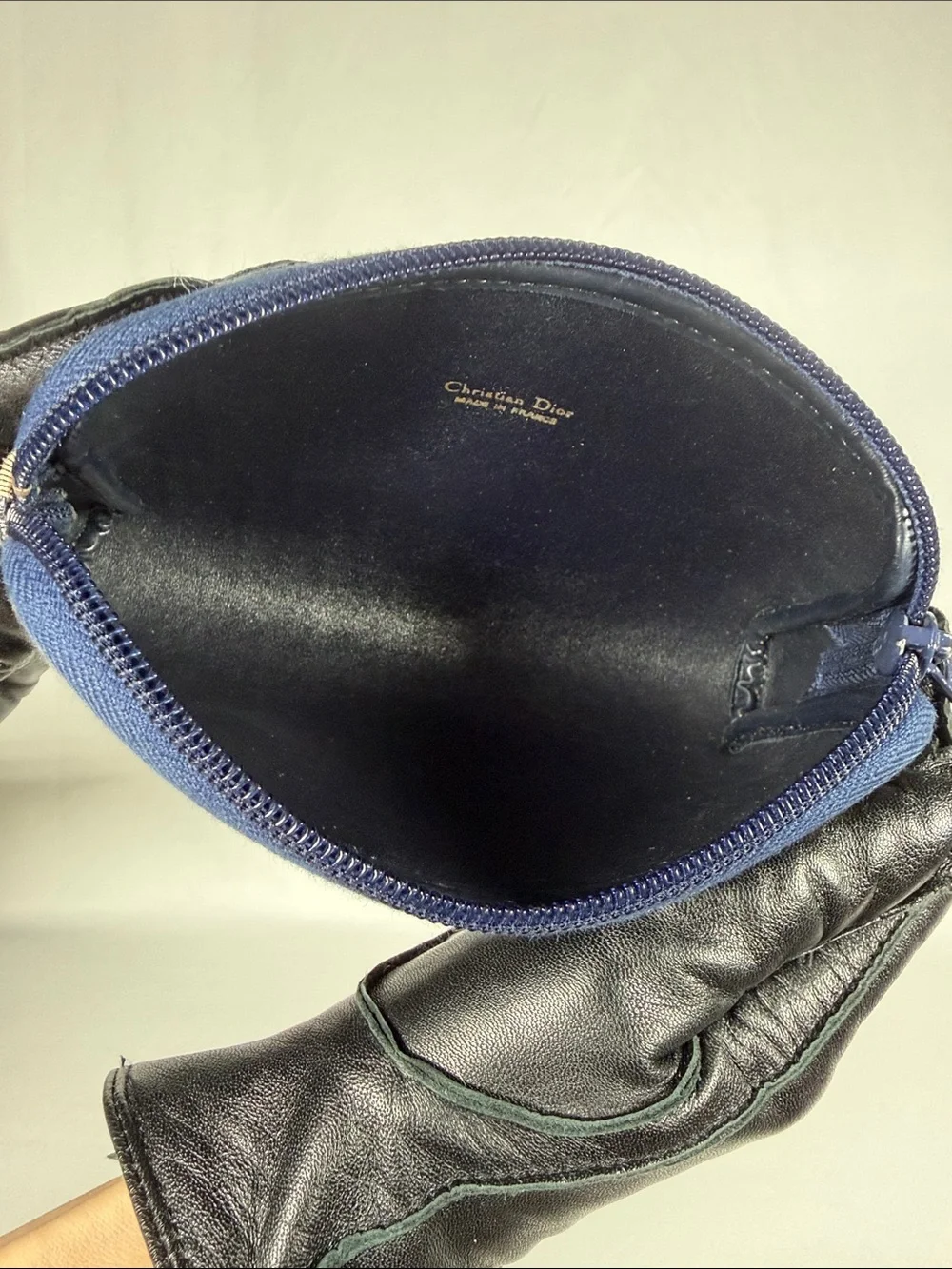 Authentic Christian Dior Vintage Oblique Trotter Navy Beige Cosmetic Pouch